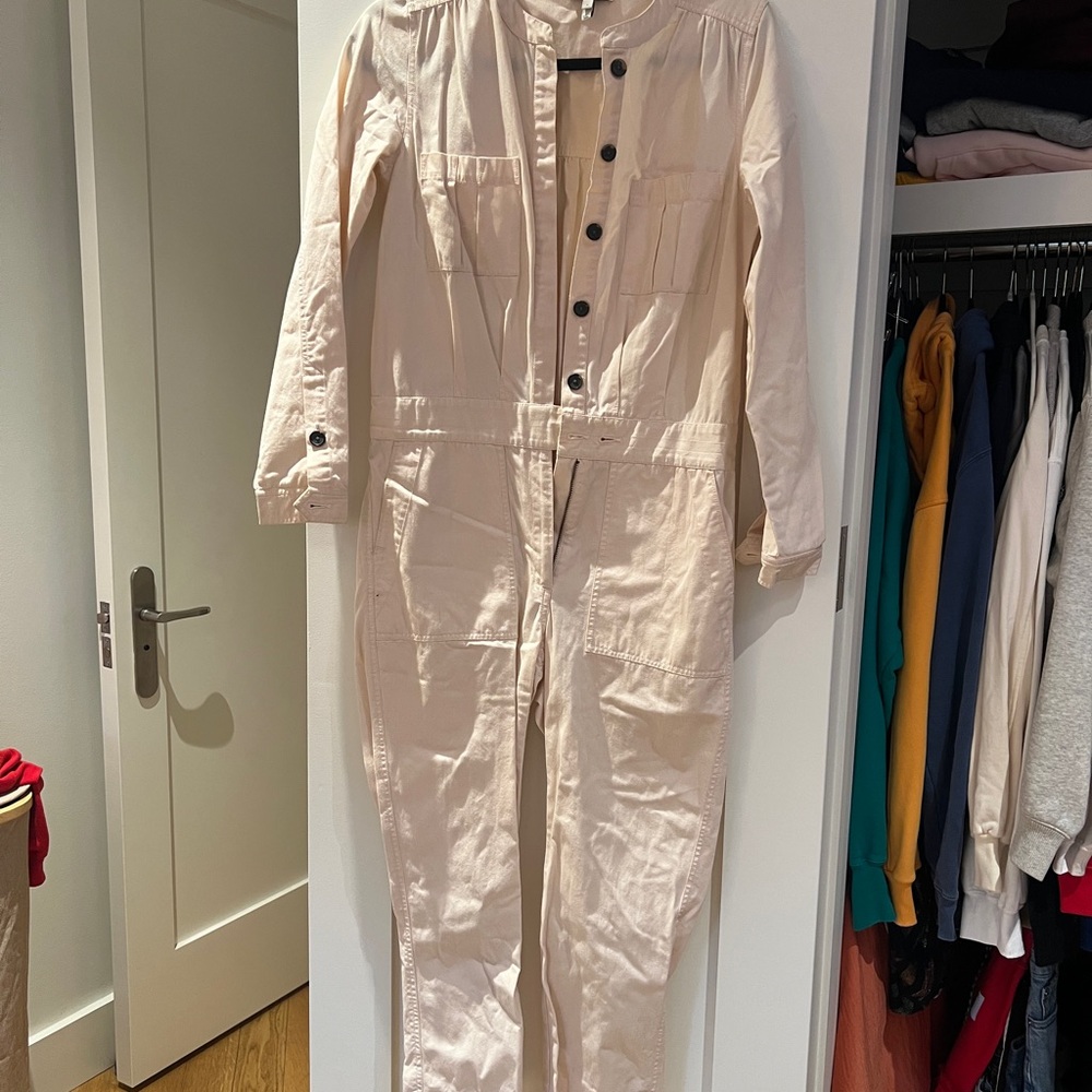 Joie Cream Utility Button-Front Jumpsuit